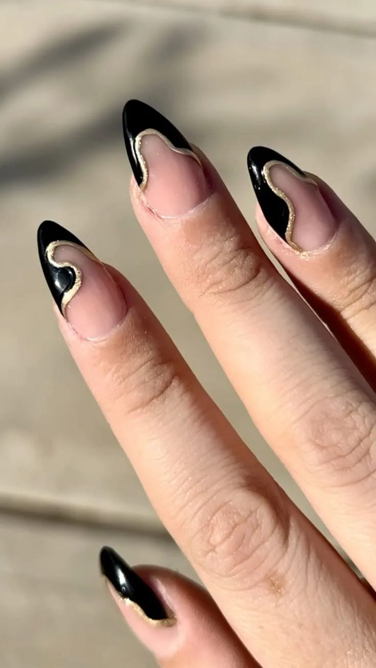 black french tip nails with designs 004 6c6c7bc837