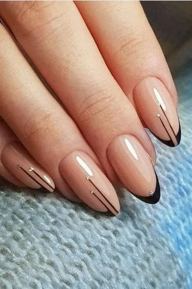 black french tip nails with designs 006 6f66e034a0