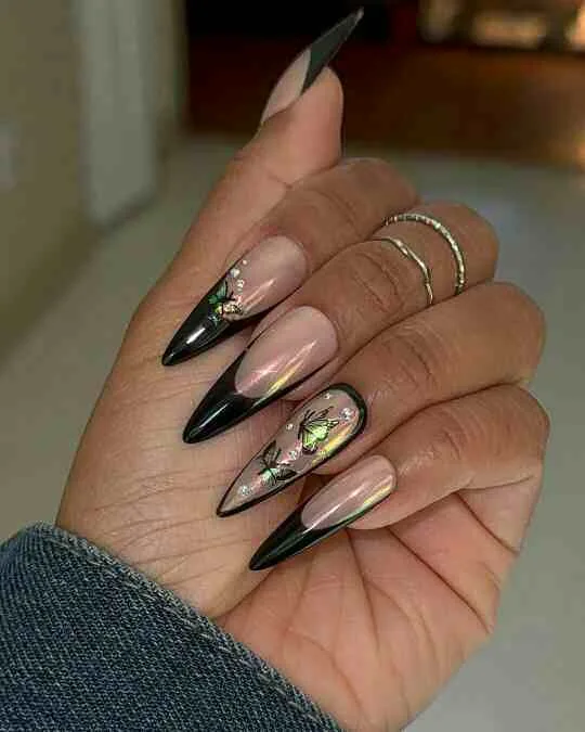 black french tip nails with designs 011 5deab1b993