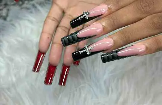black french tip nails with designs 015 79b29168c9