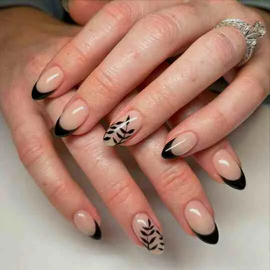black french tip nails with designs 022 5281d41b4e
