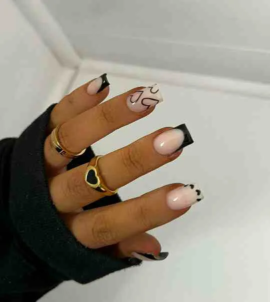 black french tip nails with designs 023 5085f6a809