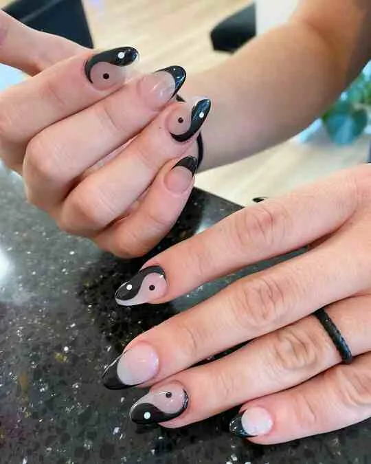 black french tip nails with designs 024 eb61c6bc94