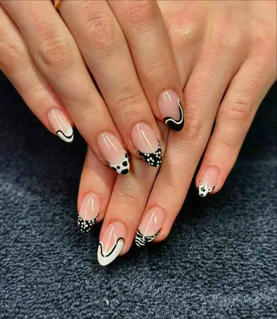 black french tip nails with designs 025 97fd17ec54