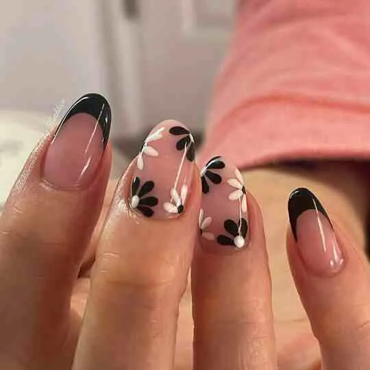 black french tip nails with designs 028 0c70c77c38