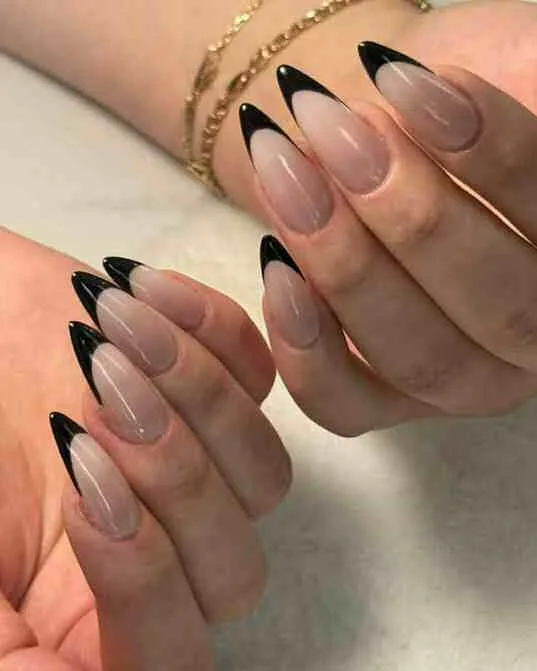 black french tip nails with designs 031 235ab7dea3