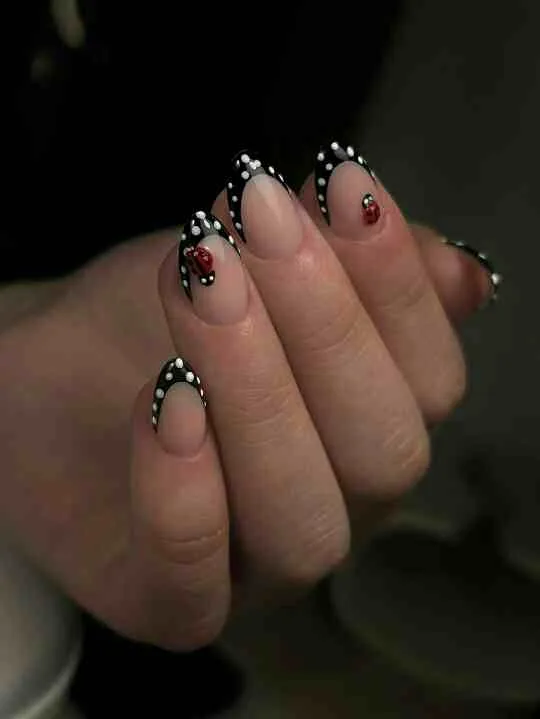 black french tip nails with designs 032 e81d424800