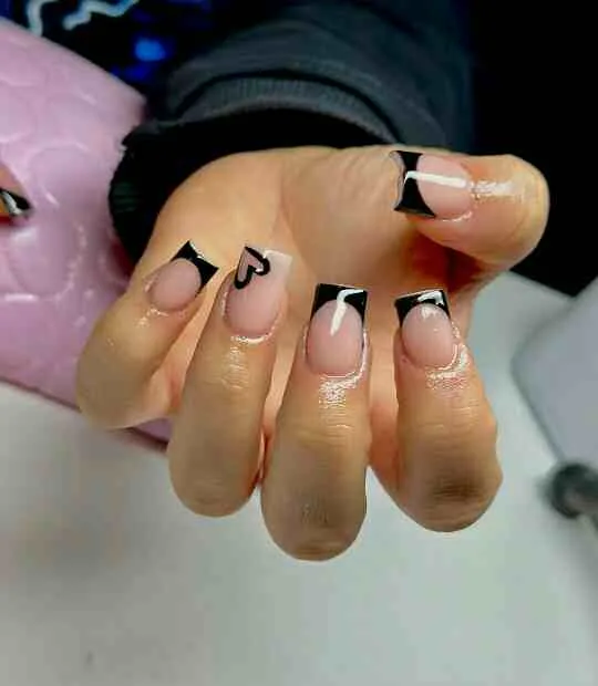 black french tip nails with designs 033 5003e649b7