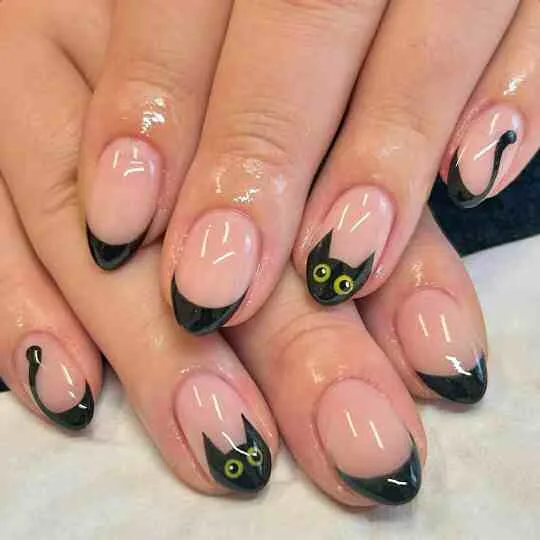 black french tip nails with designs 034 93e340d114
