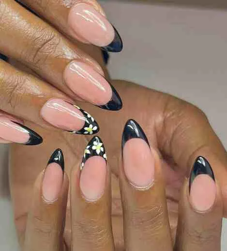 black french tip nails with designs 035 4b21125c4c