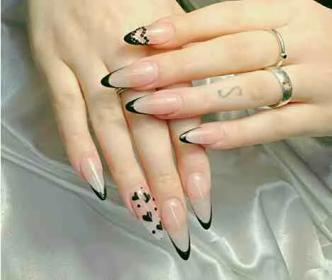 black french tip nails with designs 036 02c510718d