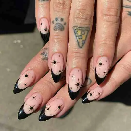 black french tip nails with designs 041 f9f27bba2f