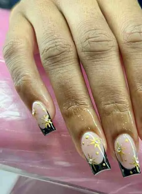 black french tip nails with designs 050 1497c521e7