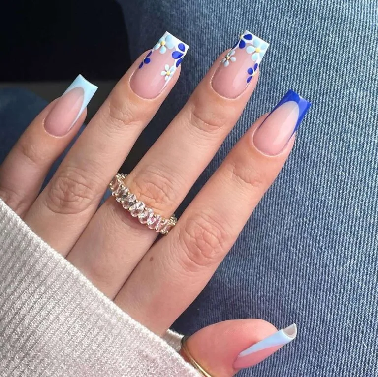 50+ Blue and White French Tip Nails That Redefine Classic Cool 1