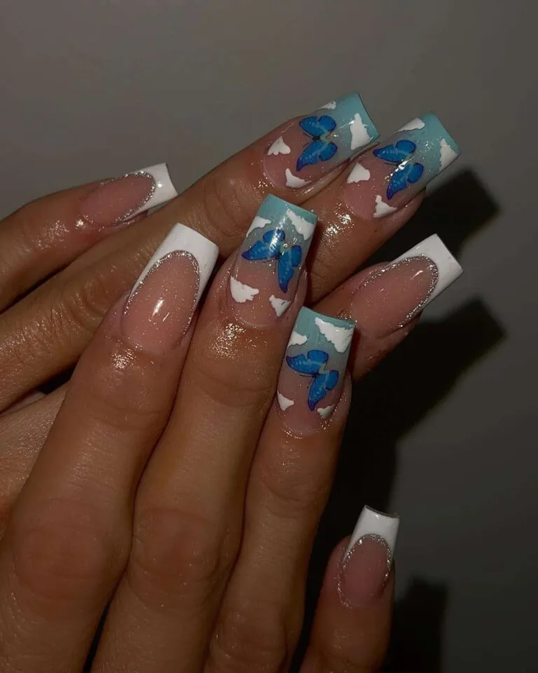 blue and white french tip nails 005 ba271552e5