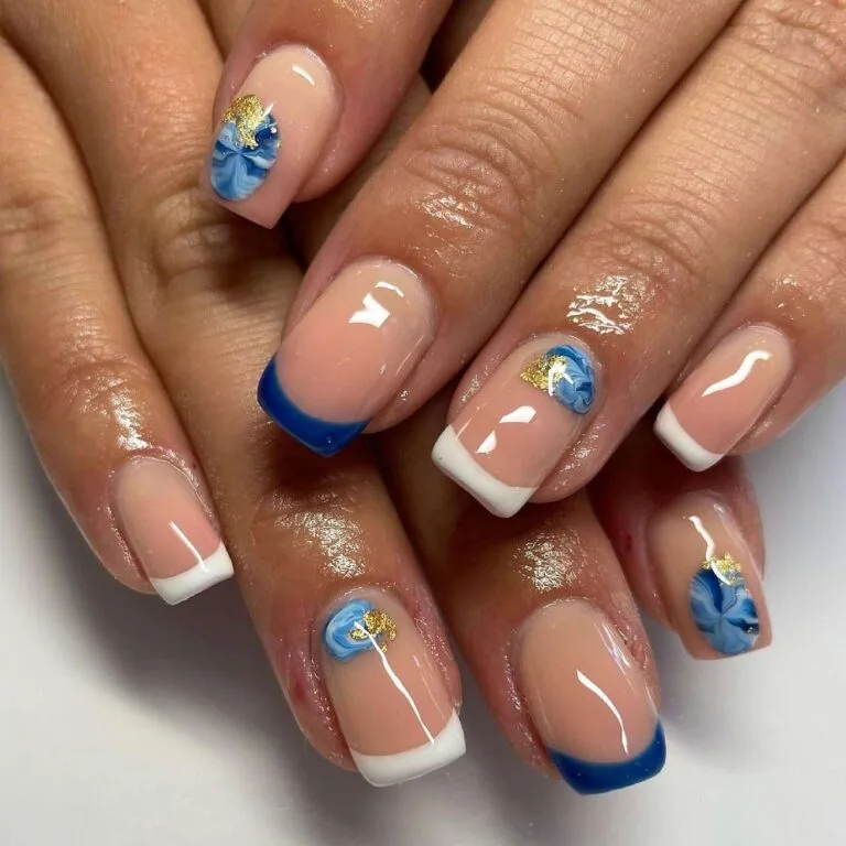 blue and white french tip nails 007 110ff6a264