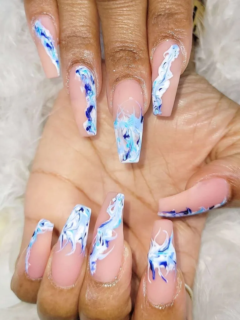 blue and white french tip nails 009 345b1e0bde