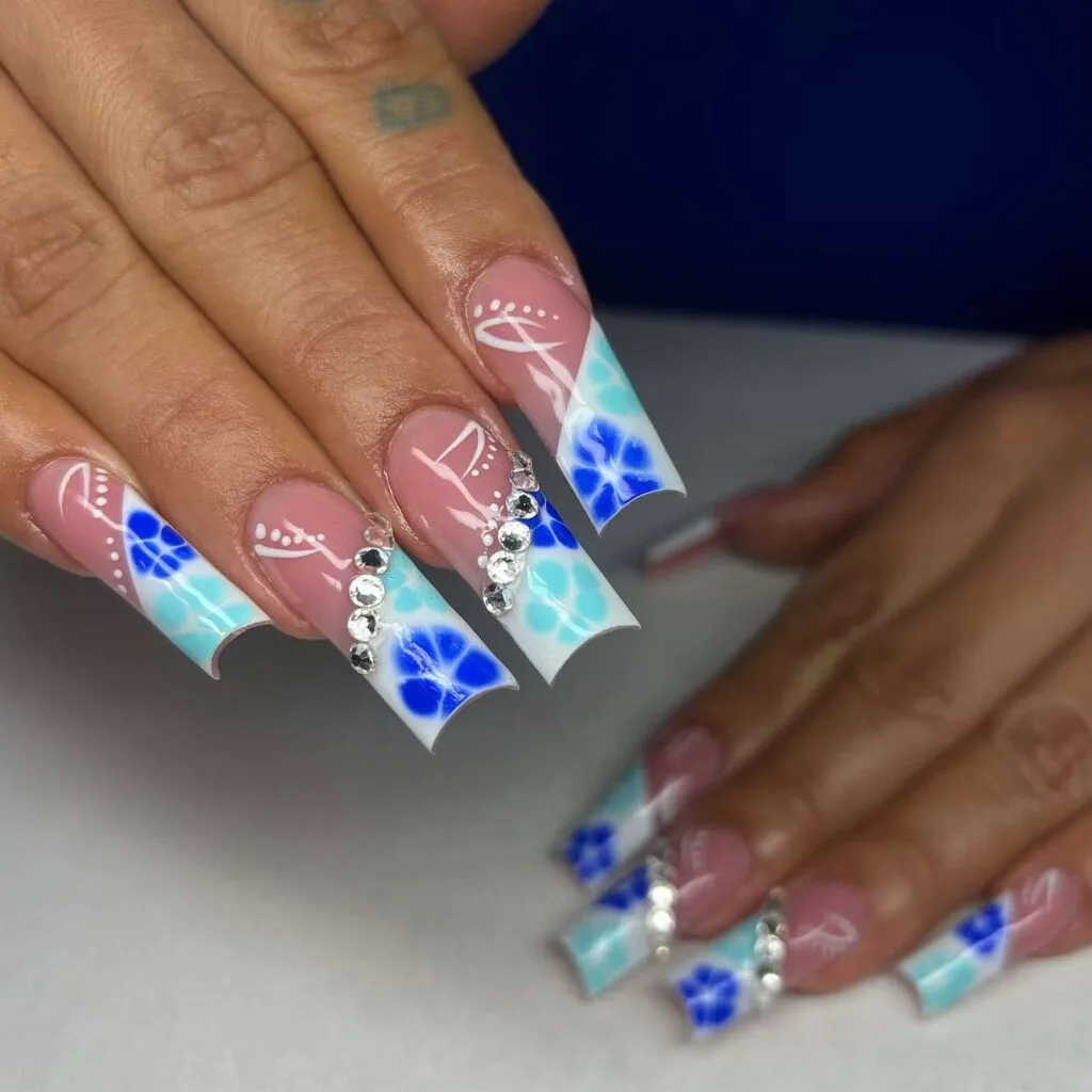 blue and white french tip nails 012 aeefc0863a