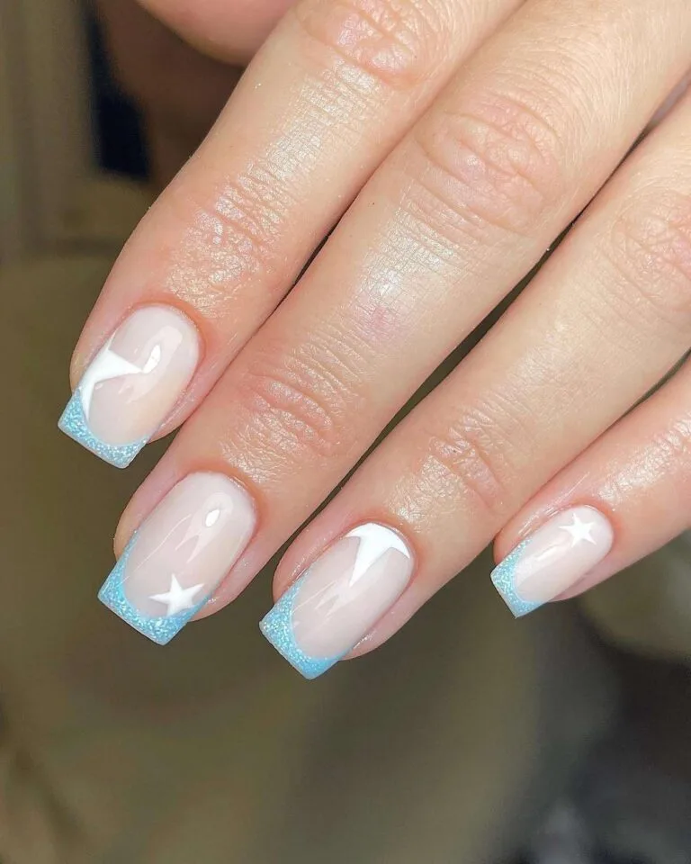 blue and white french tip nails 028 977725fba1