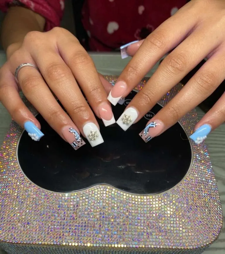blue and white french tip nails 036 bb2fb1b86d
