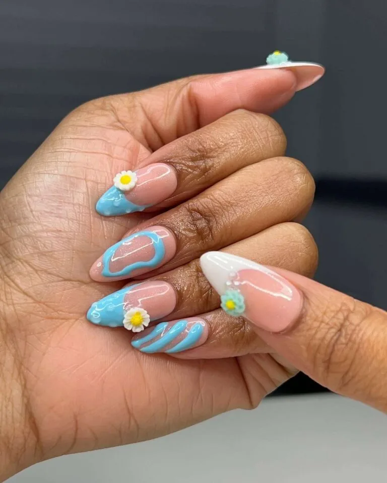 blue and white french tip nails 039 af7dd134d3