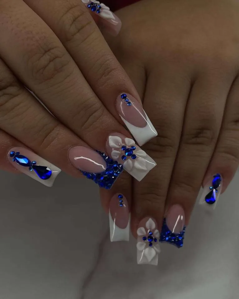 blue and white french tip nails 043 abd3699ad9