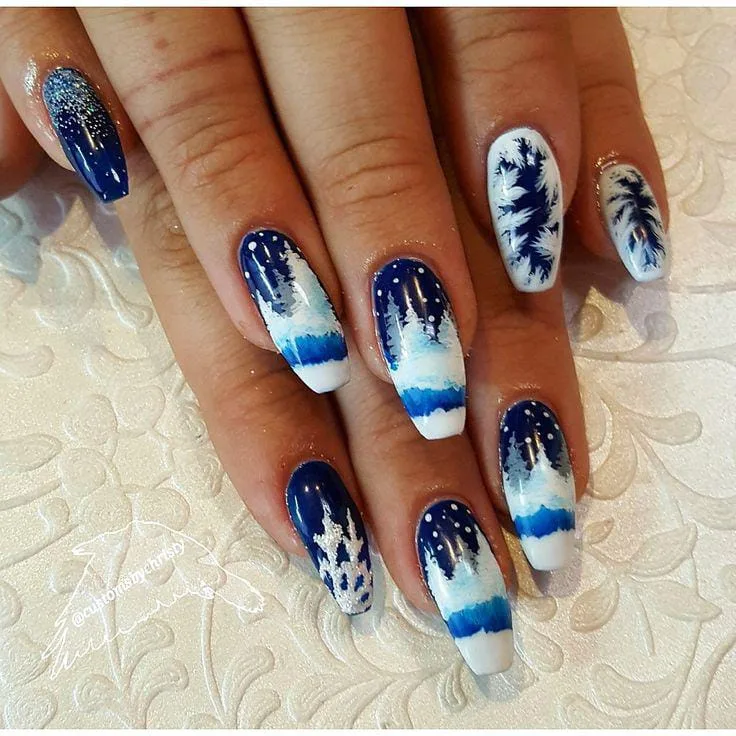 blue and white winter nails 034 81d82bde3a