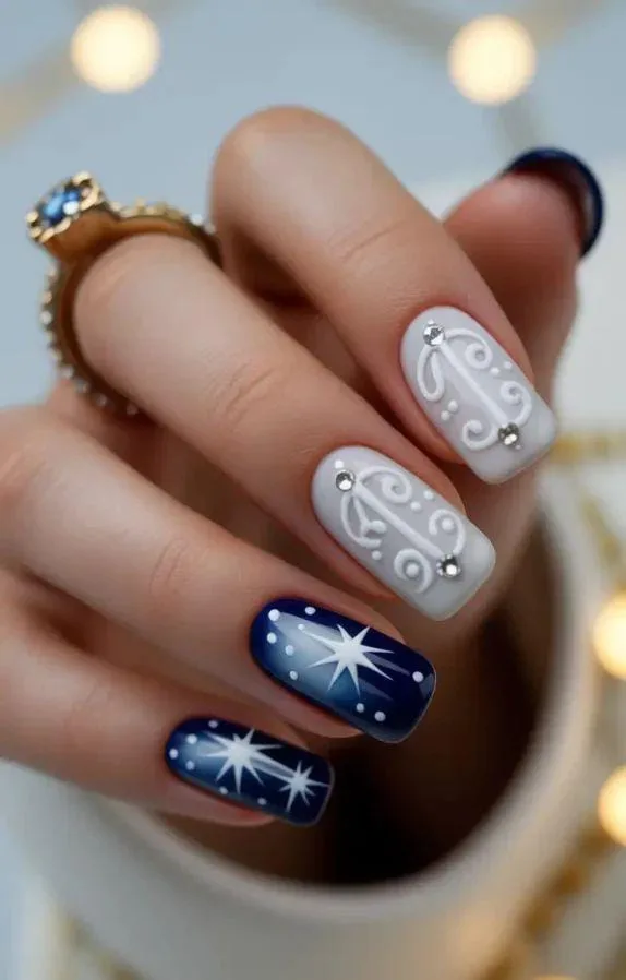 blue and white winter nails 048 c06e9dac49