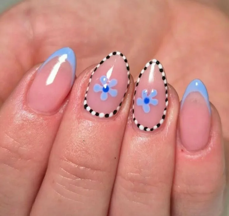 blue french tip nails with flowers 008 3b41836ebc