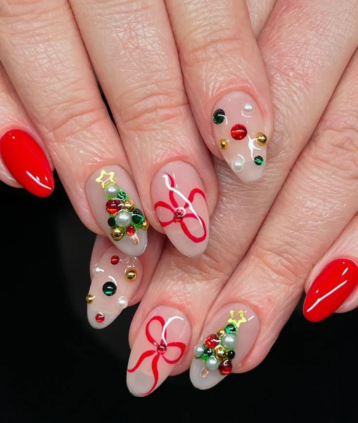 christmas bow nails 004 9d377ce580