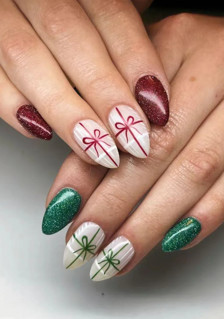 christmas bow nails 010 7702d08227