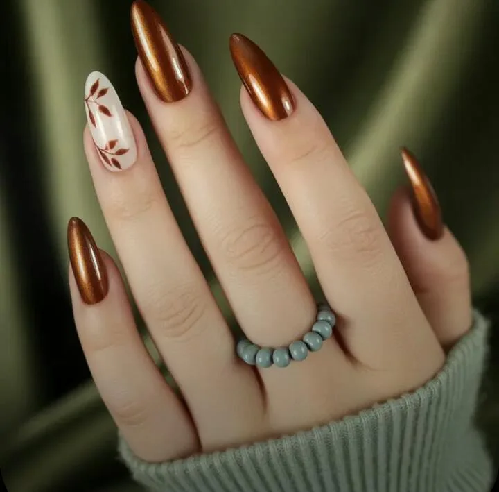 Chrome Fall Nails for 2025 That Shine With Style 1