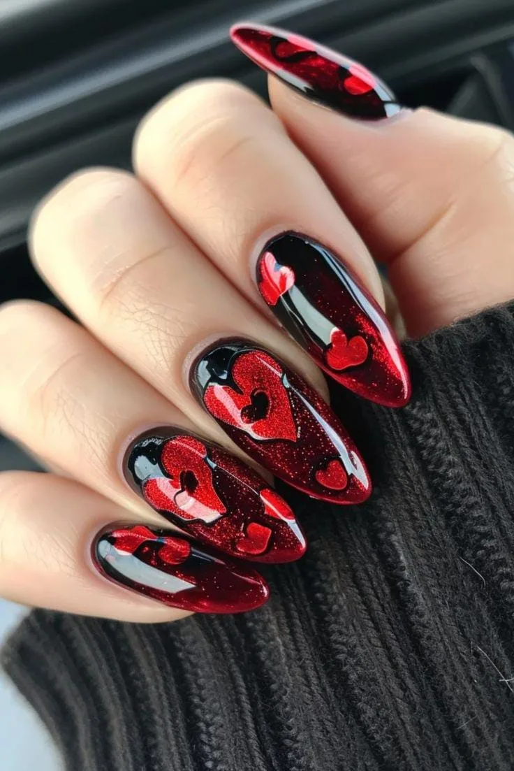 Dark Valentines Nail Designs That Make a Statement 1