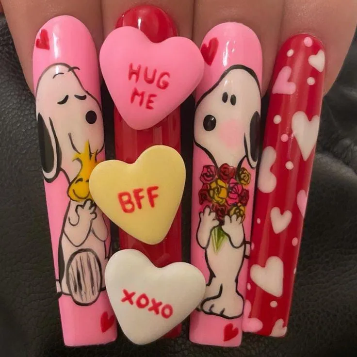 Playful and Adorable Disney Valentines Nails 1