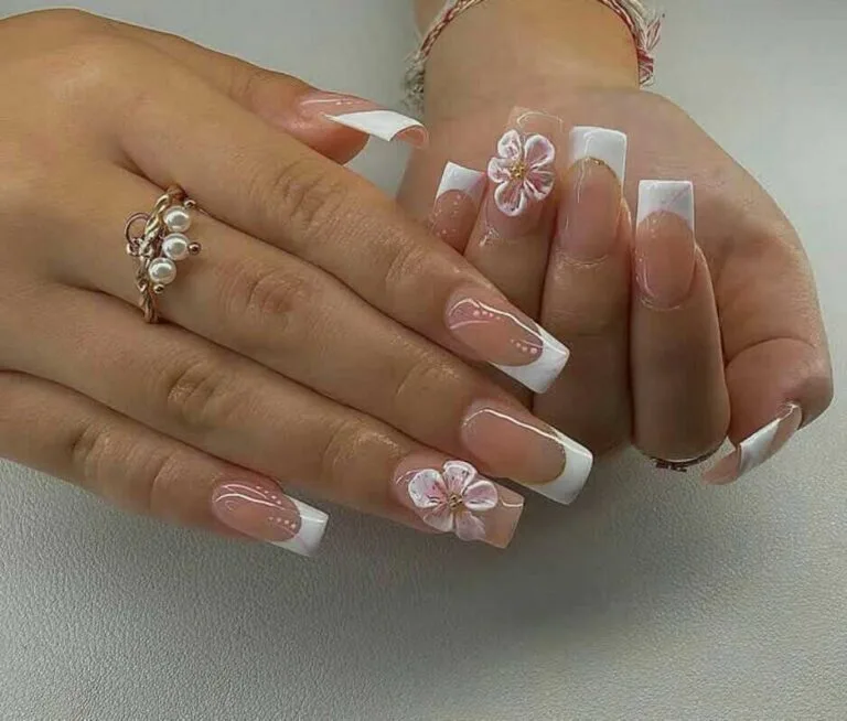 french tip nail designs with flowers 005 ed08edf178