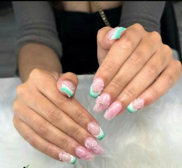 french tip nail designs with flowers 009 d7006b13bb