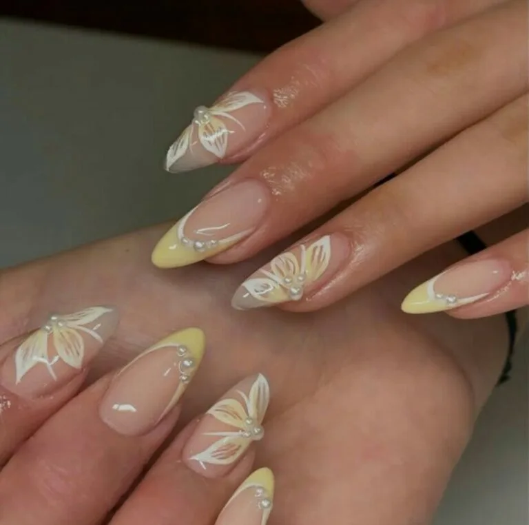 french tip nail designs with flowers 011 807789ebbc