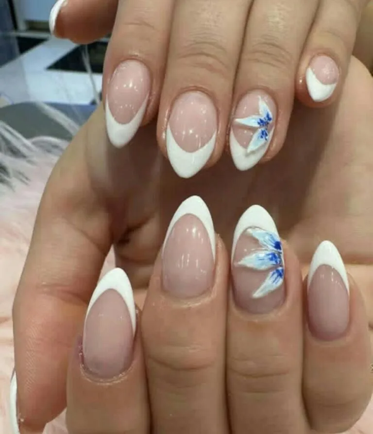 french tip nail designs with flowers 013 750df30bda