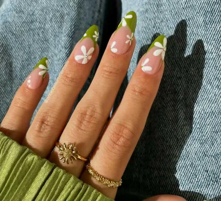 french tip nail designs with flowers 014 05668a2d95