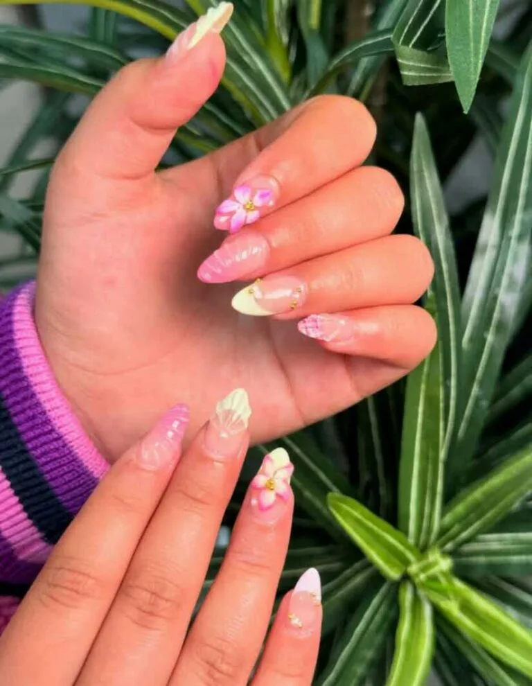french tip nail designs with flowers 015 f73f7792d5