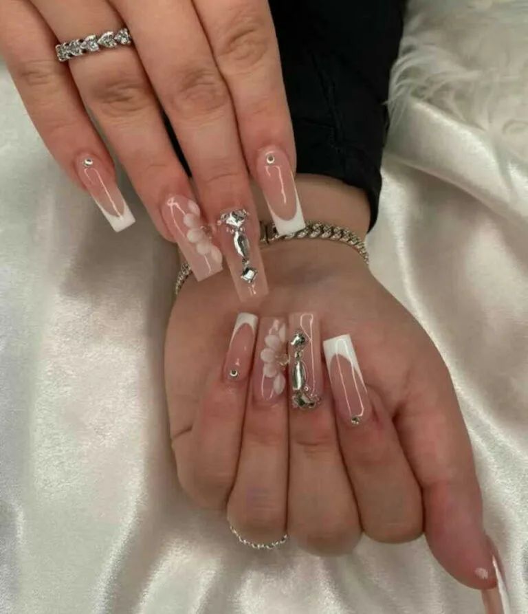 french tip nail designs with flowers 016 8f5e8acd4d