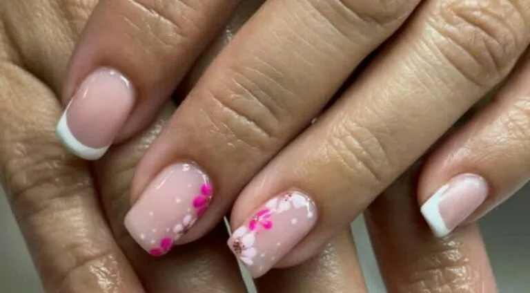 french tip nail designs with flowers 018 adb7d93668