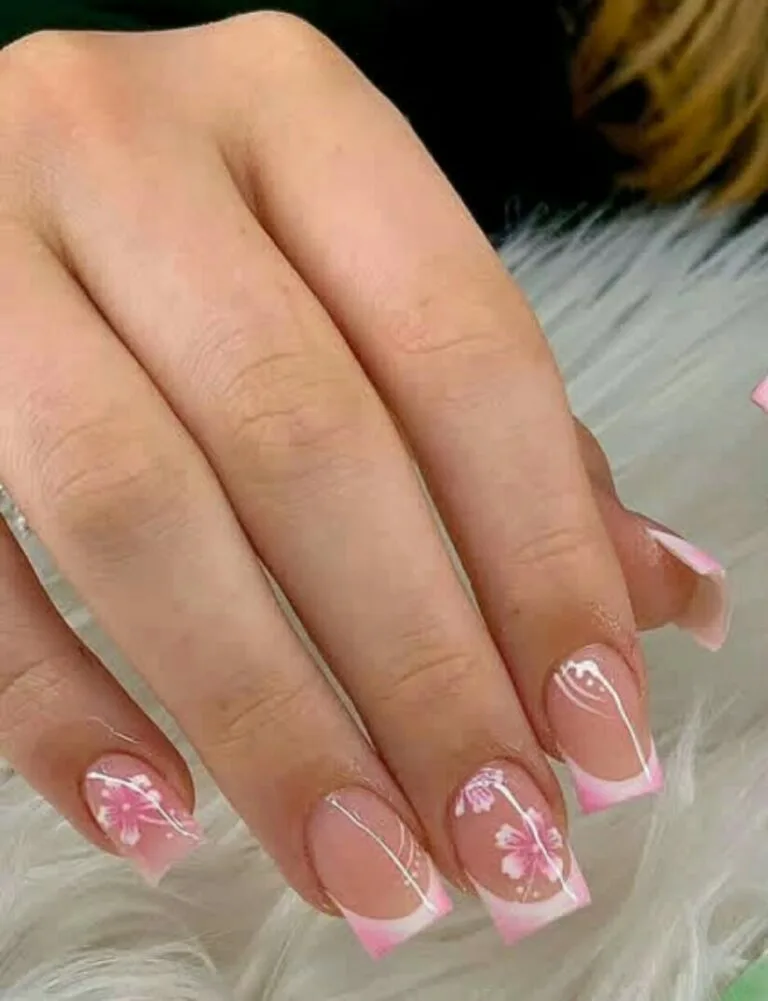 french tip nail designs with flowers 020 4142e8e3a4