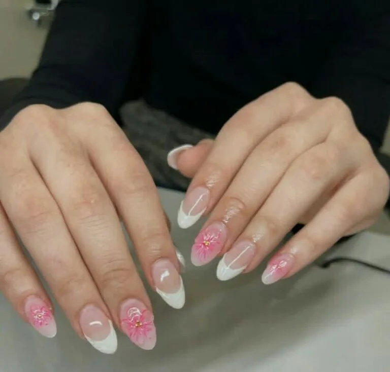french tip nail designs with flowers 025 bcece44a26