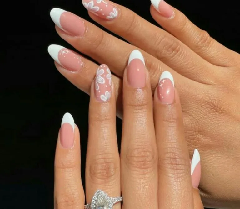 french tip nail designs with flowers 026 9898afc226