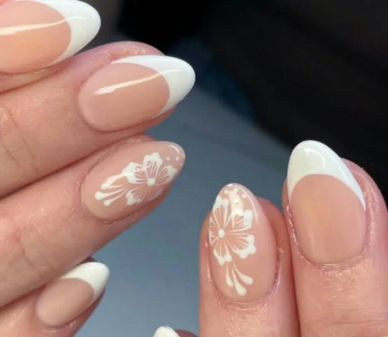 french tip nail designs with flowers 030 8c62494849