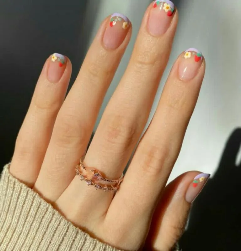 french tip nail designs with flowers 036 10e56ed4db