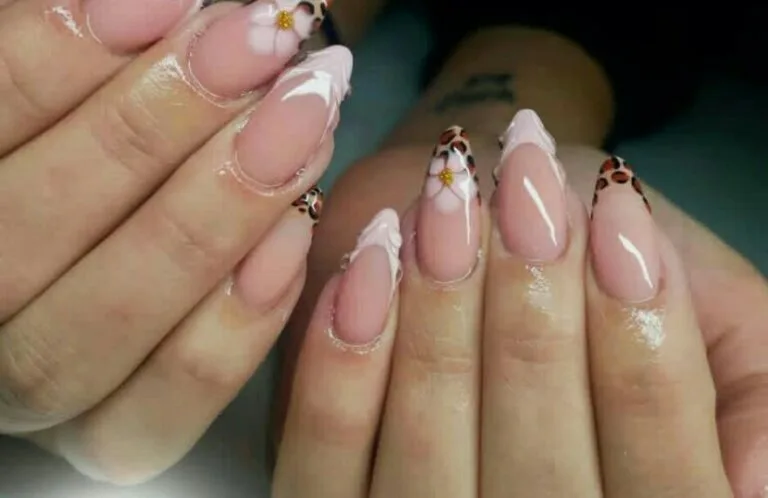 french tip nail designs with flowers 037 c9c01966a2