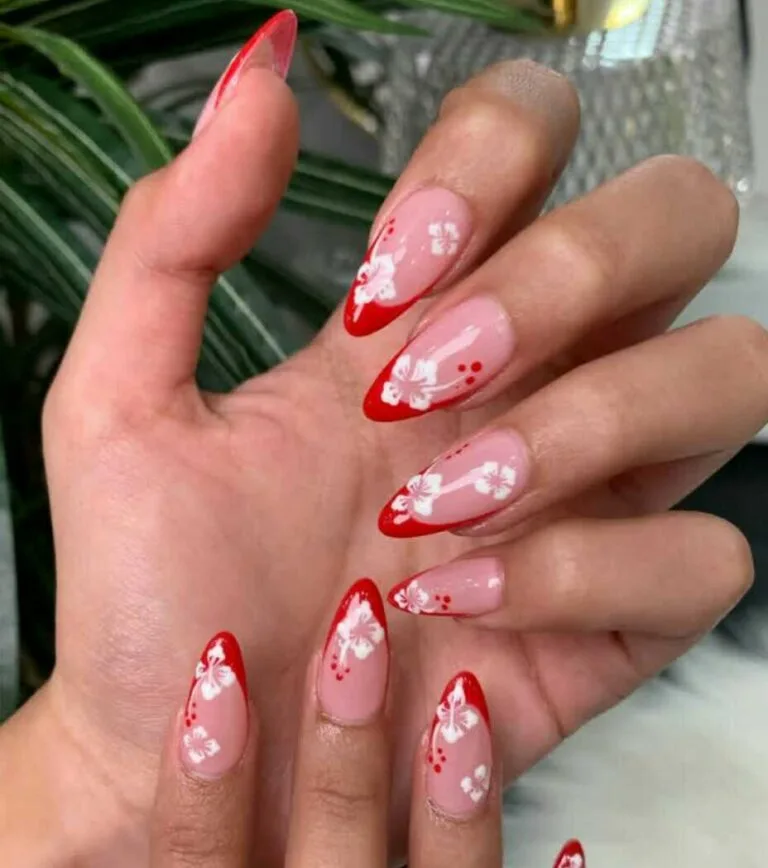 french tip nail designs with flowers 039 1c81fdf704