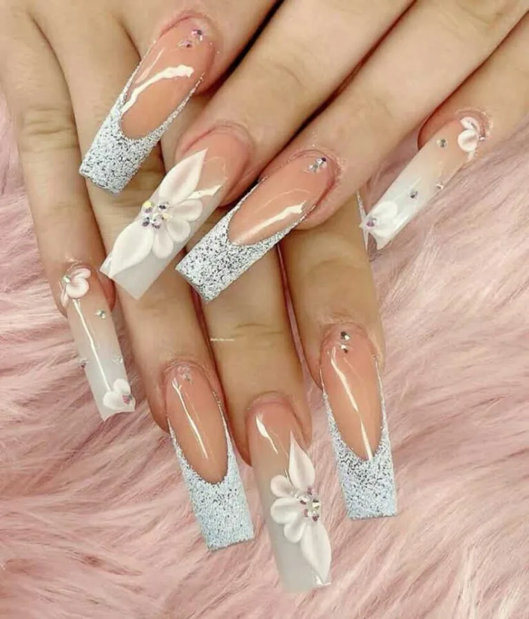 french tip nail designs with flowers 040 6d3283c06c